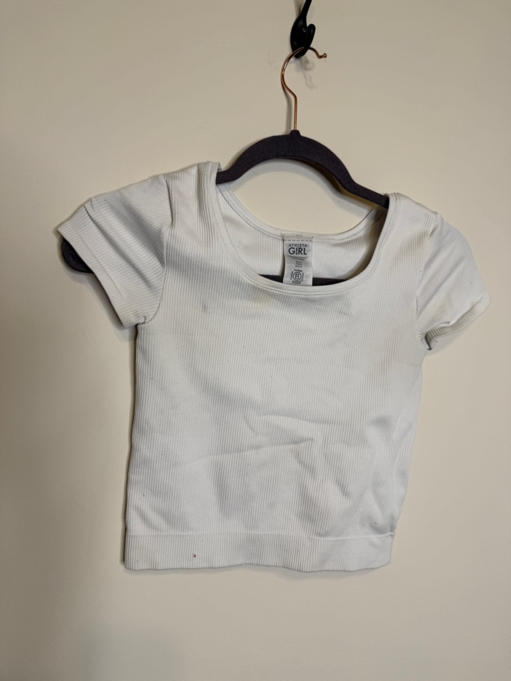 Athleta White Ribbed Crop Top
